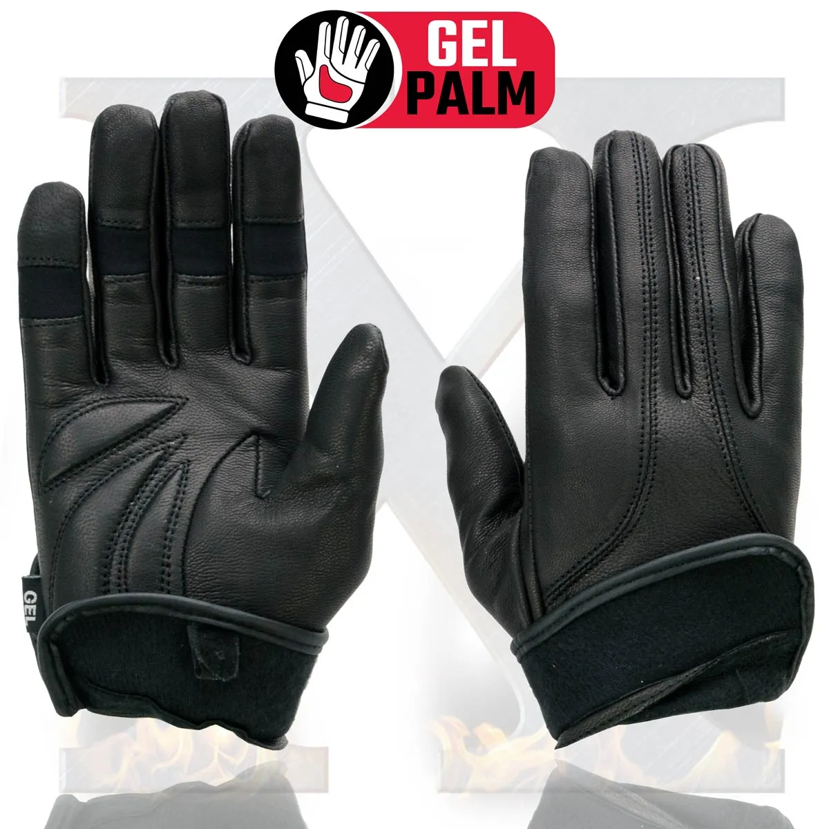 Xelement XG7700 Women's Black Leather Gel Palm Lightweight Motorcycle