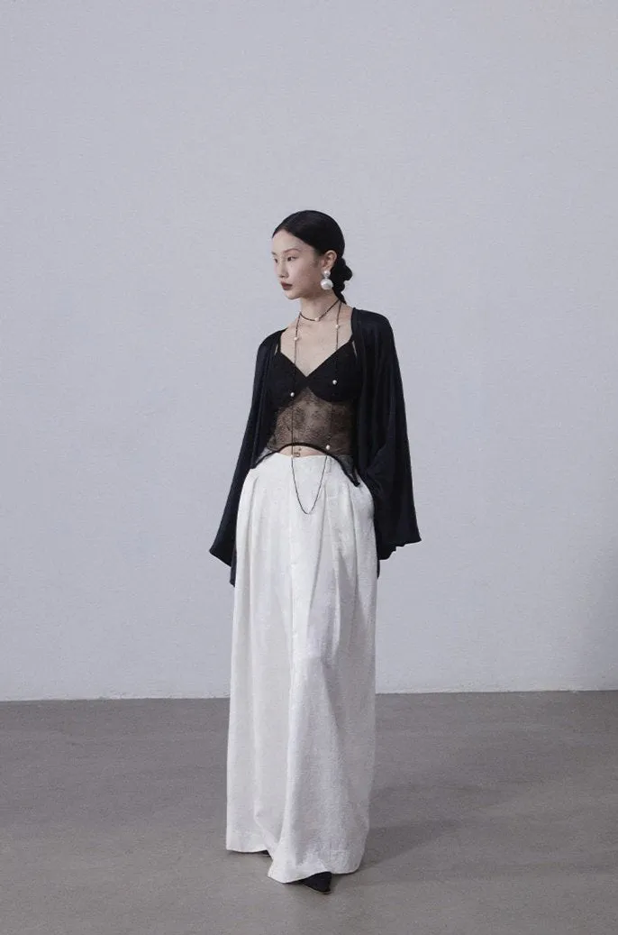 Xiu Xian 休闲 Leisure New Chinese Style Song Dynasty Jacquard Wide Leg Trousers