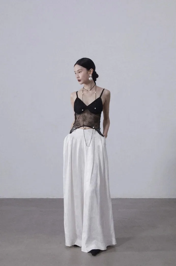 Xiu Xian 休闲 Leisure New Chinese Style Song Dynasty Jacquard Wide Leg Trousers