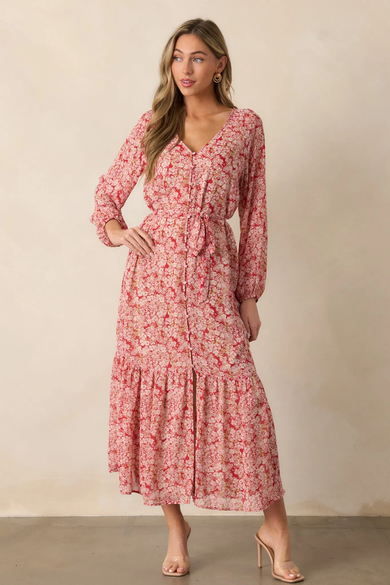 Z Supply Della Cranberry Floral Maxi Dress