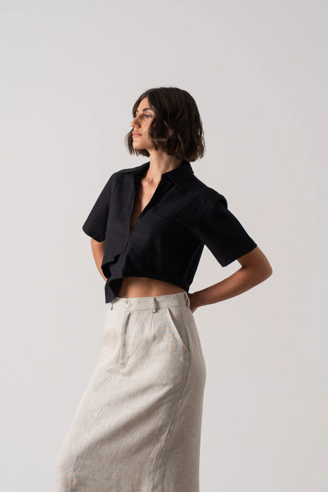 Zinnia Cropped Top in Black