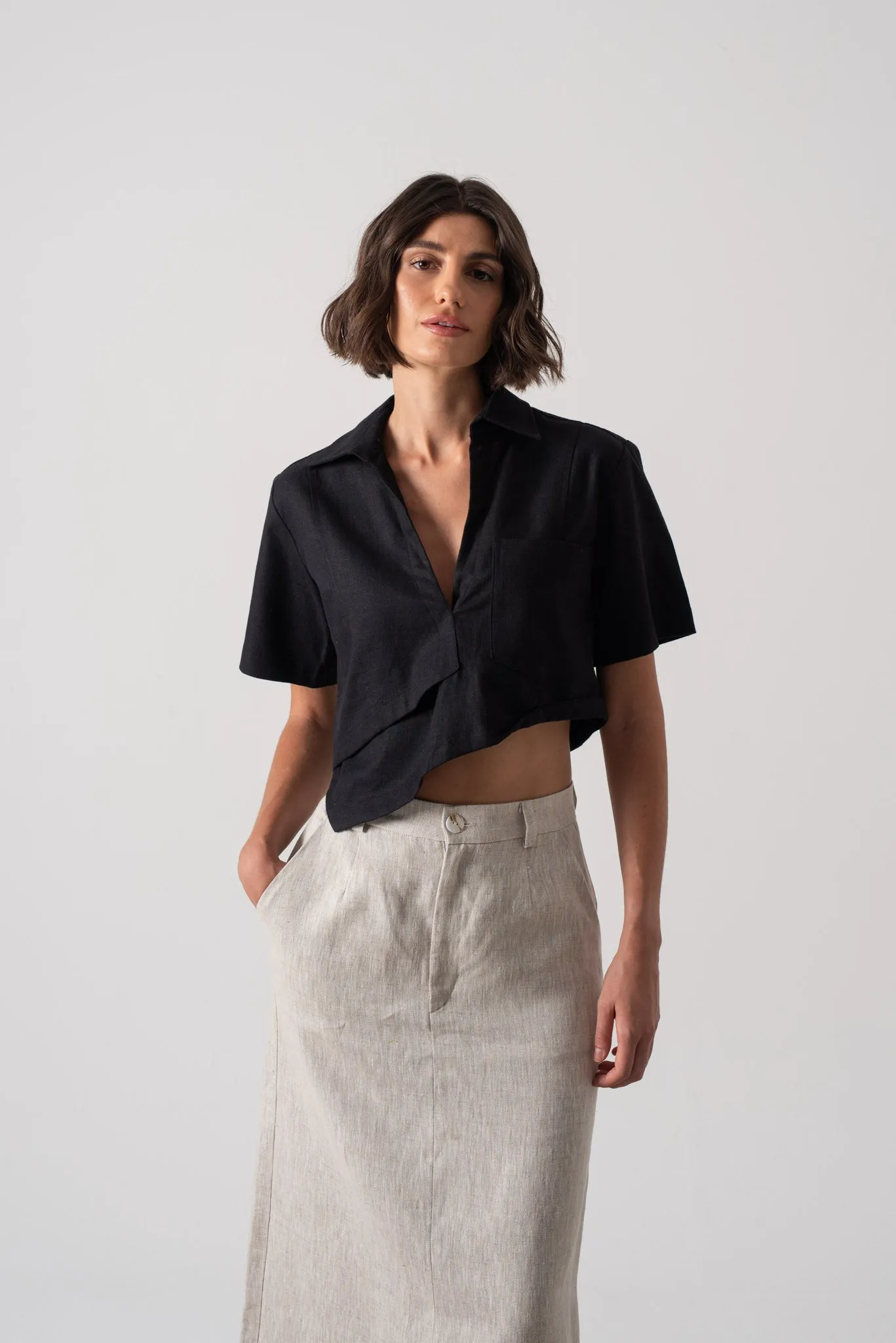 Zinnia Cropped Top in Black