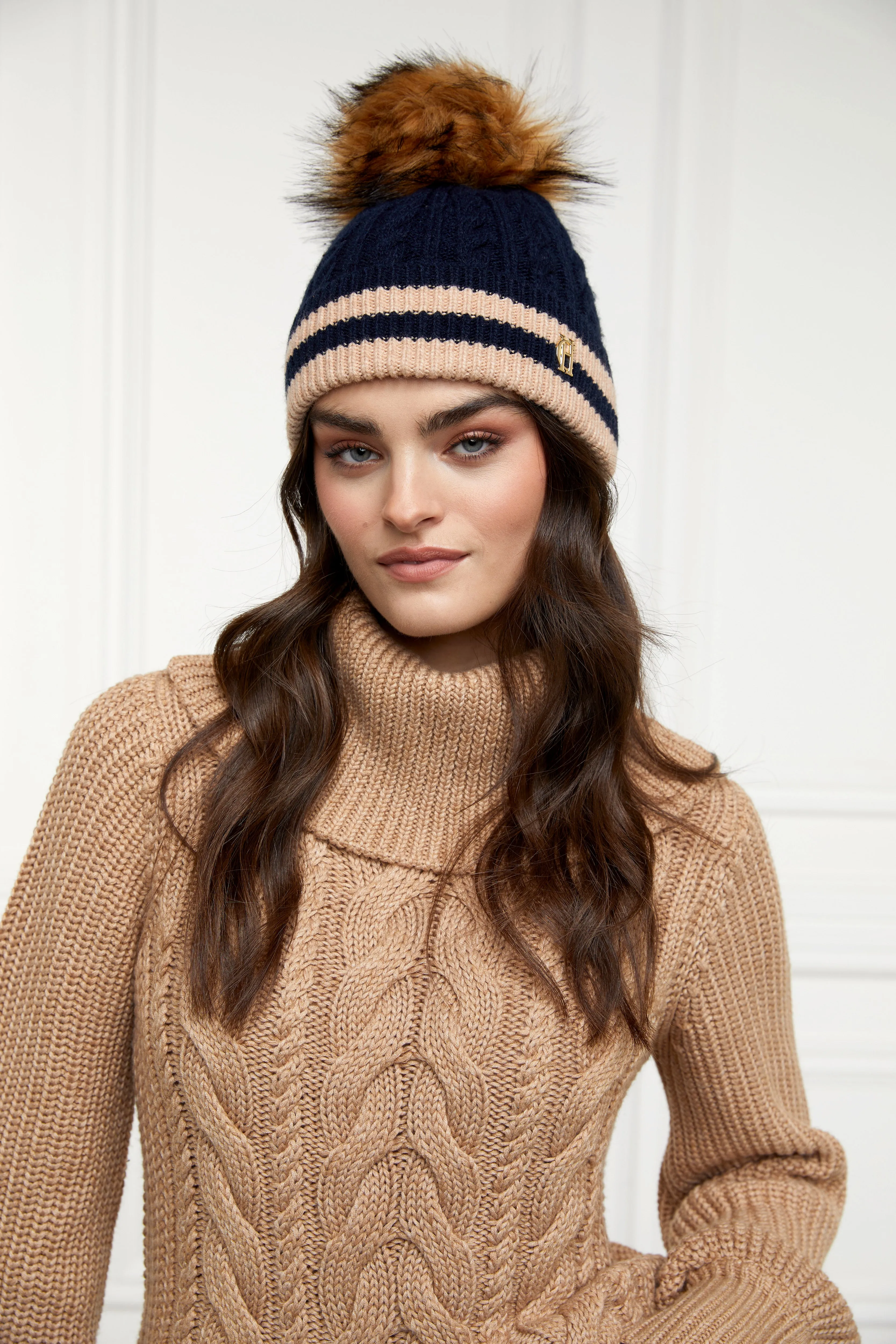 Zoe Bobble Hat (Ink Navy Stripe)